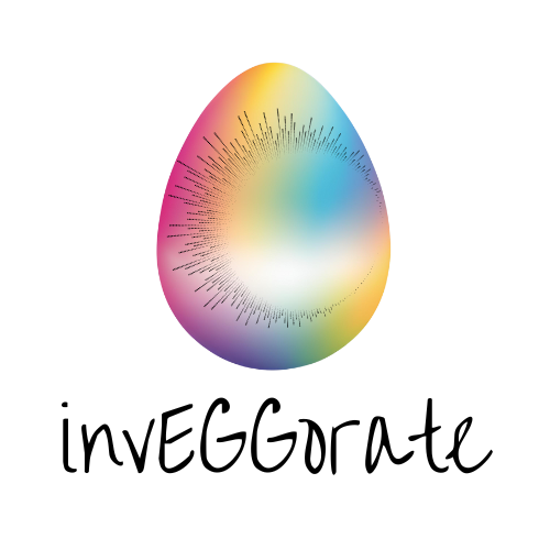 Rainbow colored egg with sound waves radiating outward